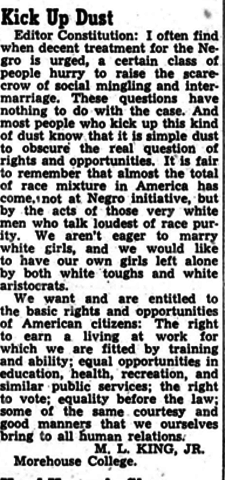 Martin Luther King's Letter "Kick Up Dust"