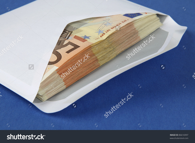 He gets the envelope full of money from Mr Squizzy Taylor