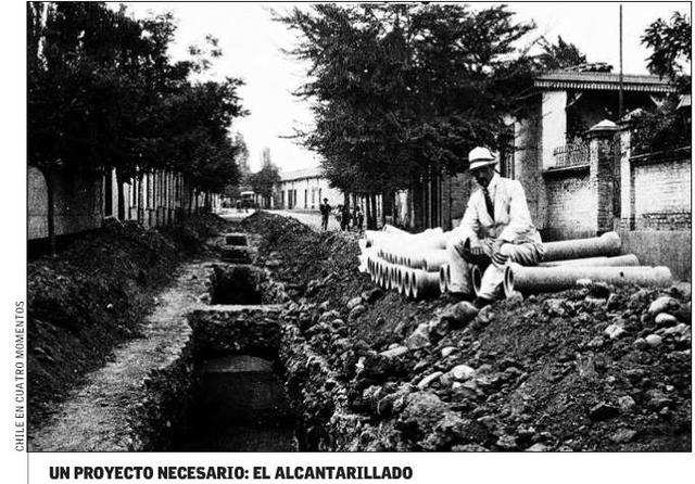 inicio construcción del alcantarillado de santiago