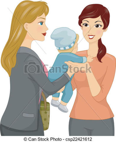 Cuidado del infante y niño de familia.