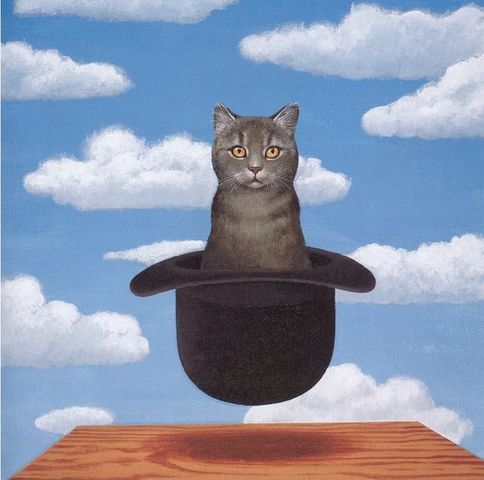 Gato en sombrero. Pintura