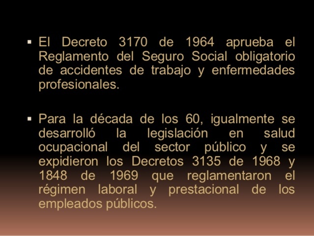 El Decreto 3170 DE 1964