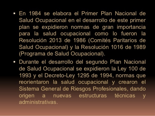 Primer Plan De Salud Ocupacional  1984