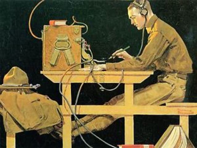 Construcción de linea primera linea telegrafica.