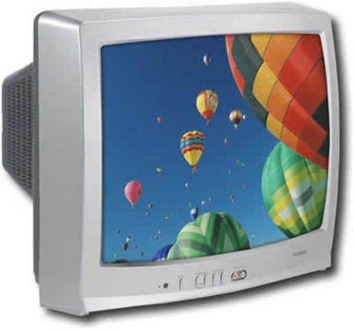 Televisão Colorida e telefone com fio.