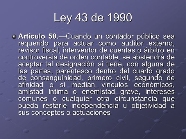 LEY 43 DE 1990