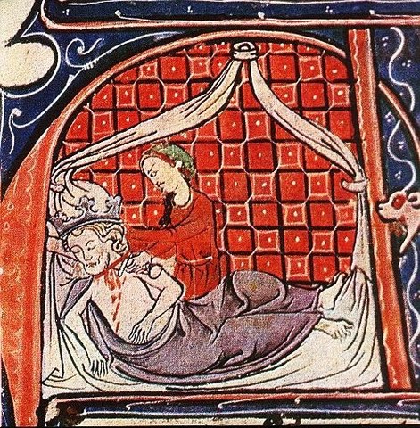 "Judith" from the French Bible of Hainburg, 1300-1320, Illumination on parchment, Episcopal Library,Pécs, Hungary