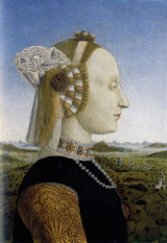 Portrait of Battista Sforza (1447-72) Duchess of Urbino by Piero della Francesca, Firenze, Uffizi .jpg