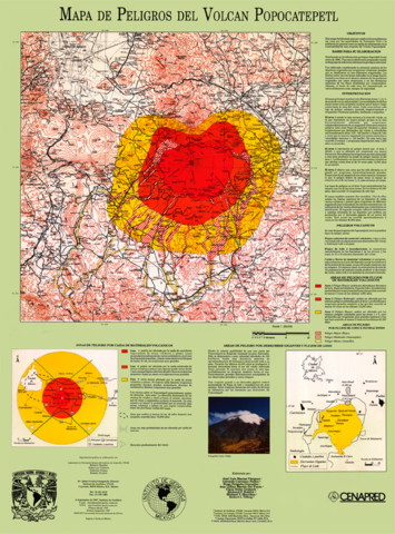 MAPA DE PELIGROS DEL VOLCÁN POPOCATÉPETL