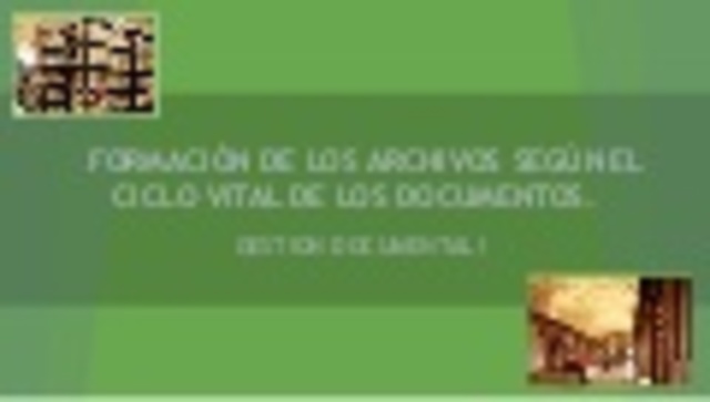 FORMACIÓN DE ARCHIVOS SEGÚN EL CICLO VITAL DE LOS DOCUMENTOS