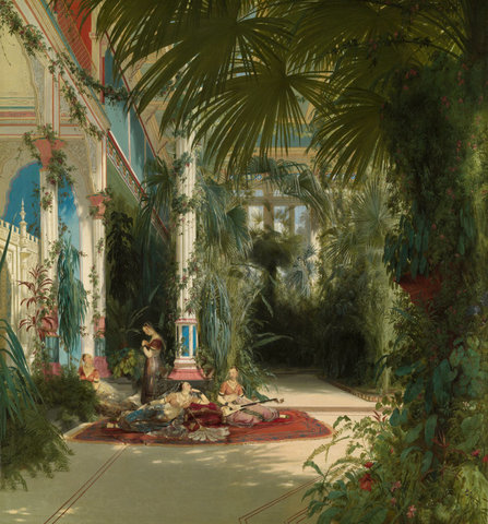 The Interior of the Palm House on the Pfaueninsel Near Potsdam, 1834 - Carl Blechen