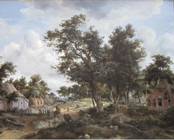 A Wooded Landscape with Travelers on a Path through a Hamlet