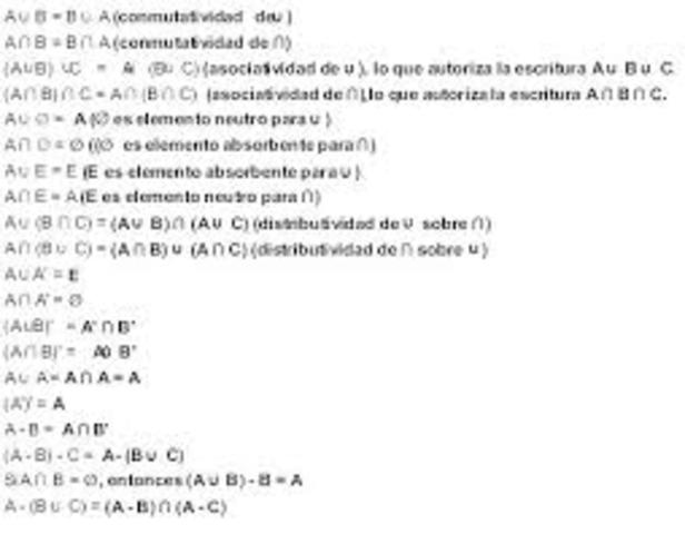 Propiedades de álgebra de conjuntos