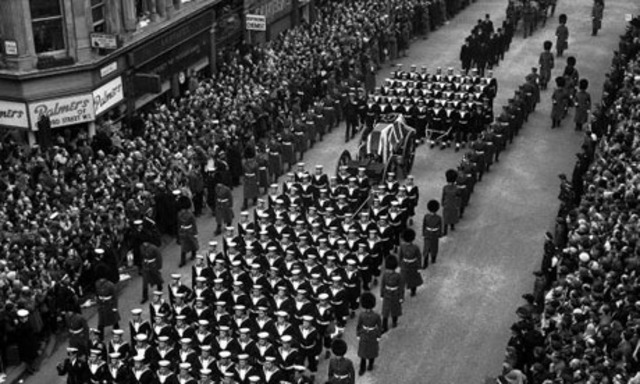 State funeral of Sir Winston Churchill takes place with the largest assembly of statesmen in the world until the 2005 funeral of Pope John Paul II.