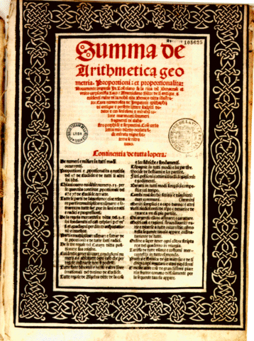 “SUMMA DE ARITMETICA, GEOMETRIA, PROPORTIONI ET PROPORTIONALITA"