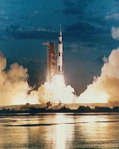 Apollo 11 launches from Cape Kennedy, Florida and will become the first manned space mission to land on the moon.