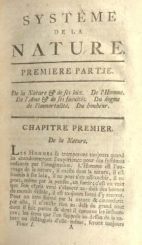 Holbach published Systems of Nature