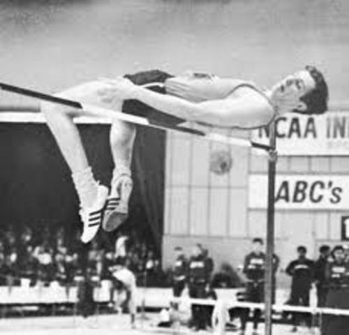Fosbury flop introduced by Dick Fosbury in 1968 olympics