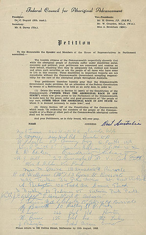 Federal Council for Aboriginal Advancement Petition