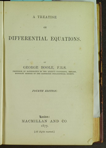 George Boole publica "A Treatise on Differential Equations"