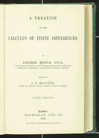 Charles Boole publica "A Treatise on the Calculus of Finite Differences"
