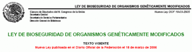 Presentación de la Iniciativa de Ley de Bioseguridad de Organismos Genéticamente Modificados