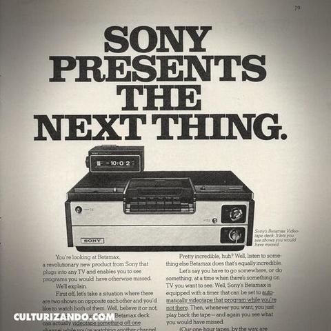 La aparición de la primera grabadora de vídeo, Betamax de Sony, y el estreno de las primeras películas en este medio.