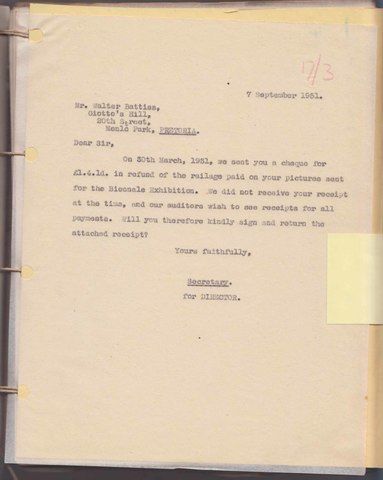 Letter to Walter Battiss