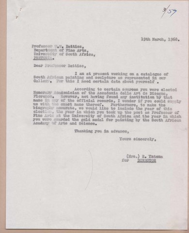 Letter to Walter Battiss