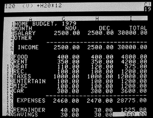 Primera hoja de calculo (1979)