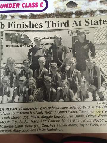 3rd place at ASA 10 and under class C state