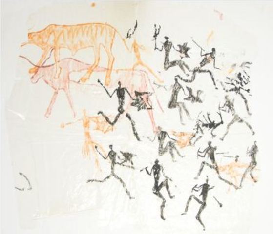 Exhibits copies of rock paintings shown in Johannesburg;