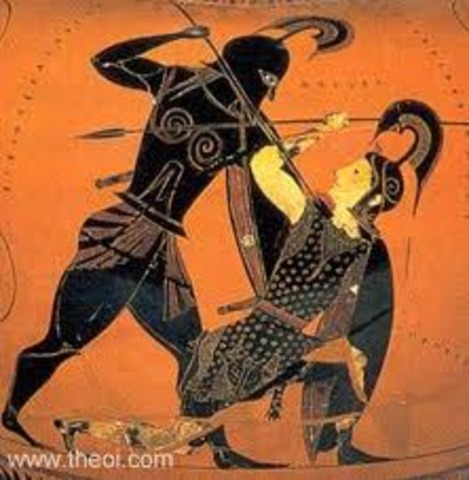 Achilles kills Penthesilea.