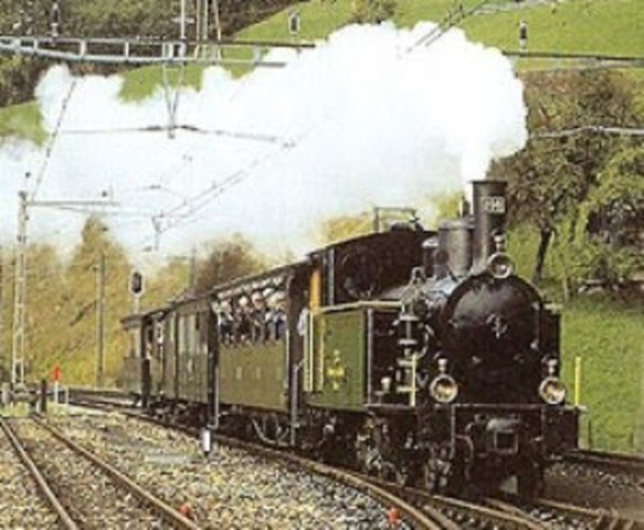 Se aplica la maquina de vapor en ferrocarriles.