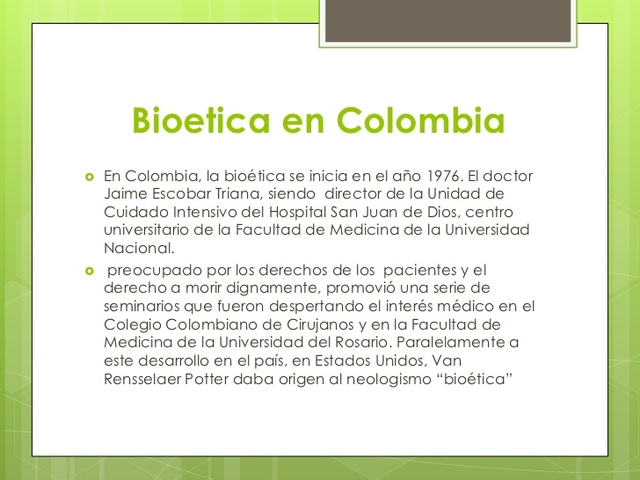 BIOETICA EN COLOMBIA 1975 - 1992