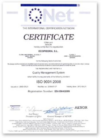 Certificado de calidad - Inglaterra