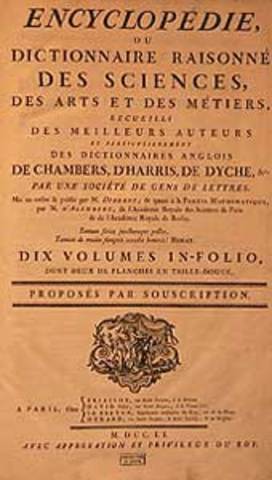 Diderot elabora la primera enciclopedia  de occidente (11095 volúmenes)