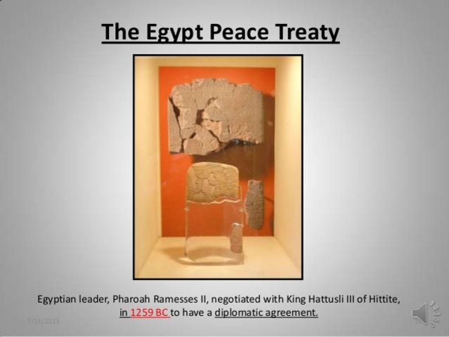 The Hittites make peace with the Egyptians