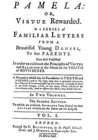 Publicación de la primera novela “Pamela” por Samuel Richardson que era origen ingles pero no existía la Ley Federal del Autor entonces no importaba