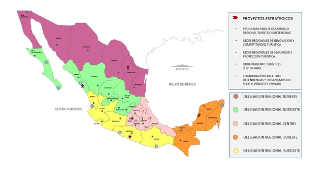 se publicó en el D.O.F. el Acuerdo que establece la Circunscripción Territorial de Delegaciones Regionales de la SECTUR, en el cual se determina la instauración de las delegaciones con denominación, sede y adscripción de cada una de ellas.