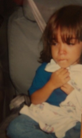 My first day on my way child care . I was angry and sad not want to go .