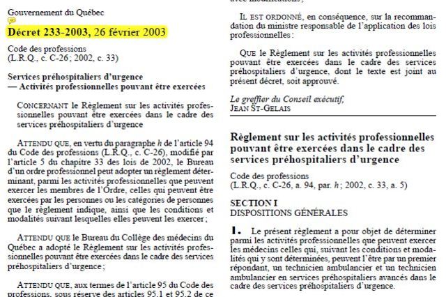 Décret du 26 février 2003 permettant aux soins avancés d'appliquer les 4 protocoles