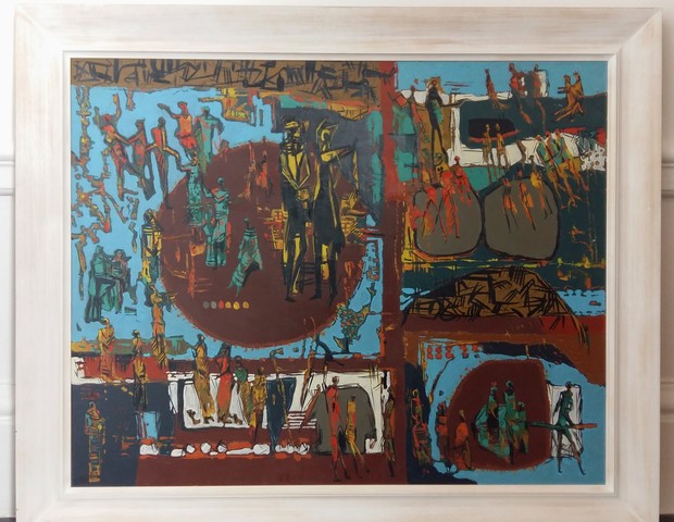 Battiss Painted African Rocks and figures