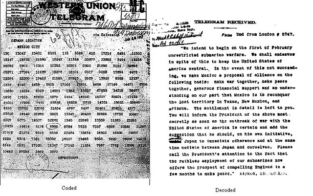 Zimmerman note intercepted by British