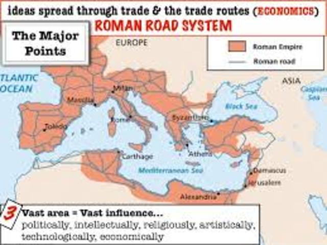 The Romans built a road system that was 44,000 miles.