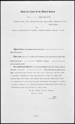 Brown VS the board of Education of Topeka