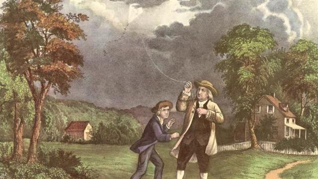 Ben Franklin Flies a Kite