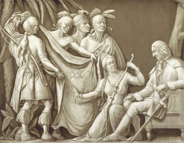 Tomochichi helping Oglethorpe