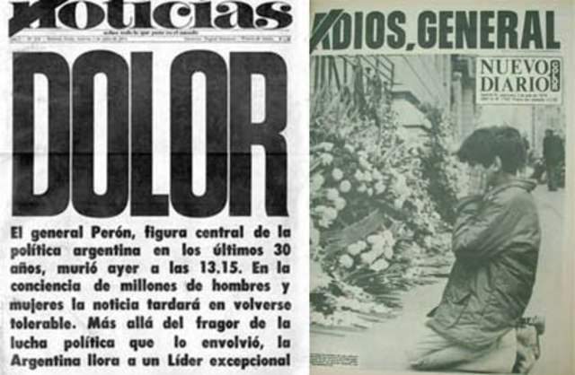 Fallece el presidente de Argentina Juan Domingo Perón