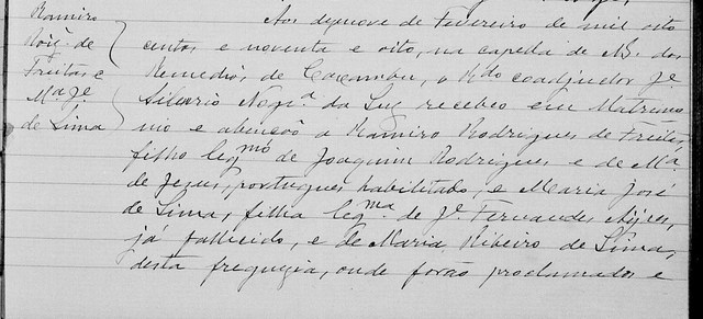 Casamento  de Ramiro Rodrigues Freitas e Maria José Ayres de Lima